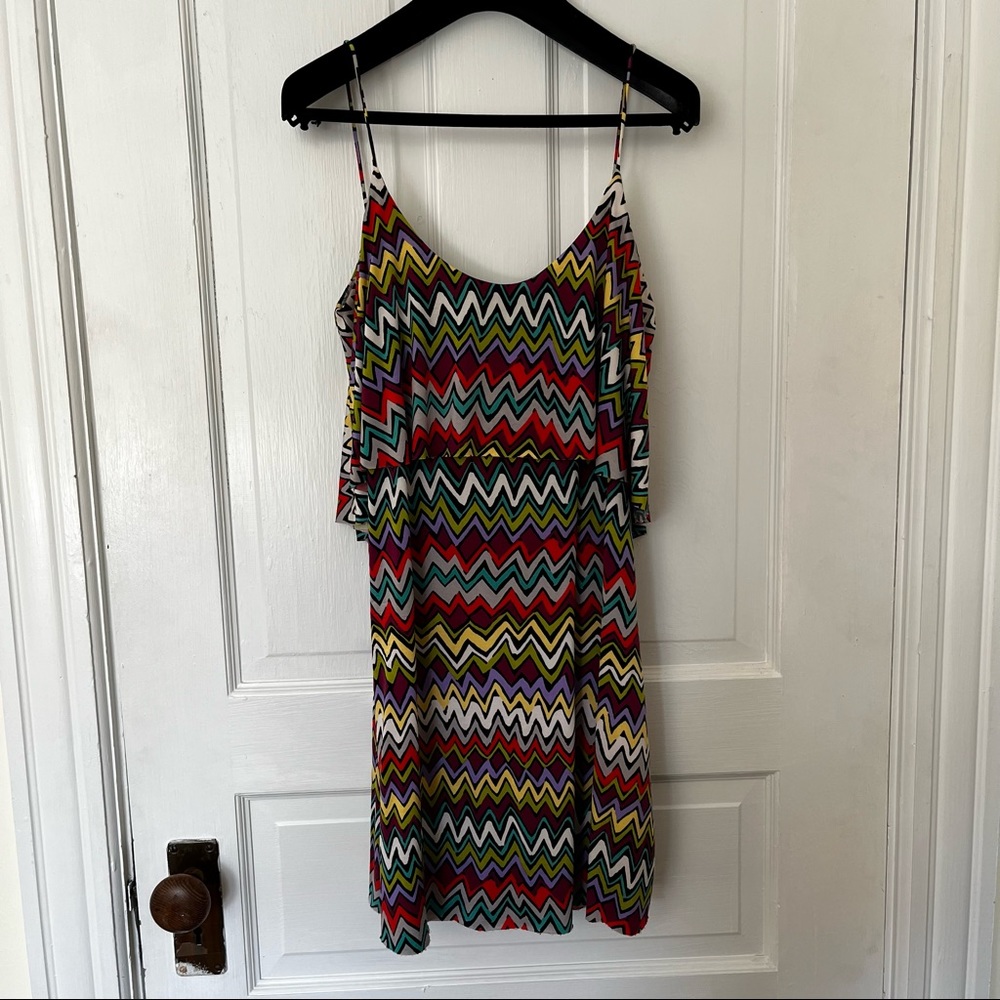 T-Bags Los Angeles Chevron Jersey Mini Dress with Braided Back - small